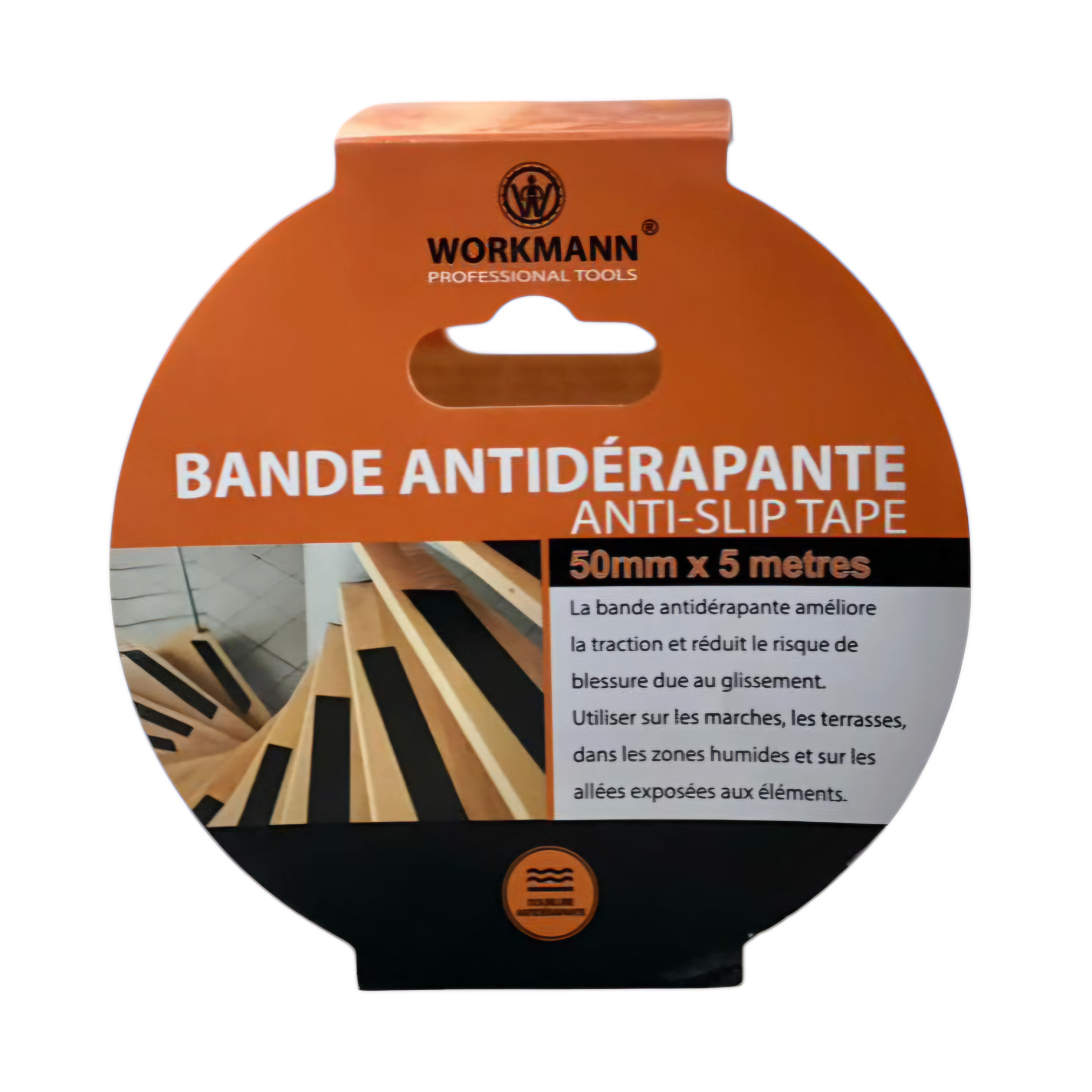 RUBAN ADHÉSIF ANTIDÉRAPANT 50MMX5.0M NOIR WORKMAN