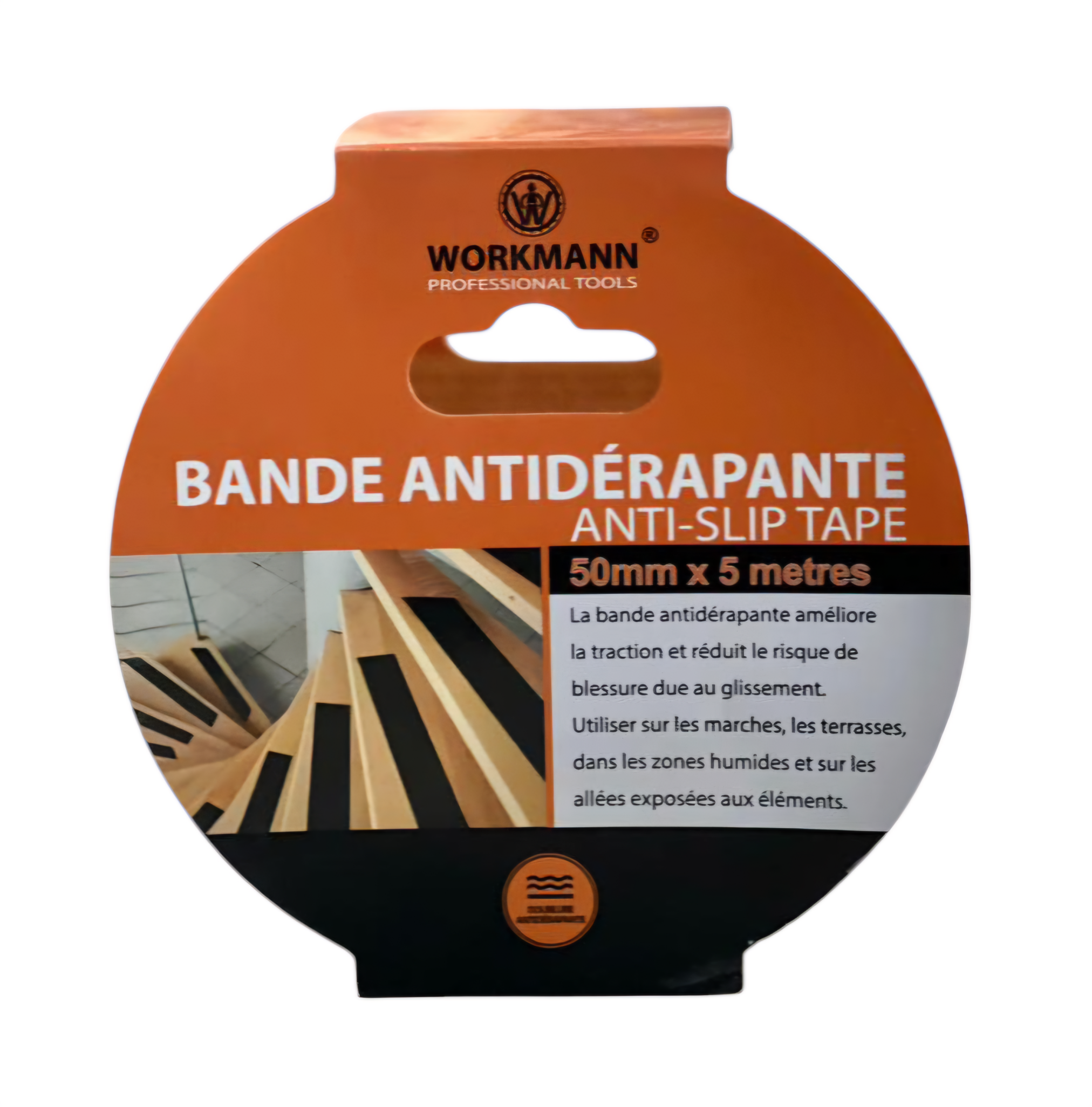 RUBAN ADHÉSIF ANTIDÉRAPANT 50MMX5.0M NOIR WORKMAN