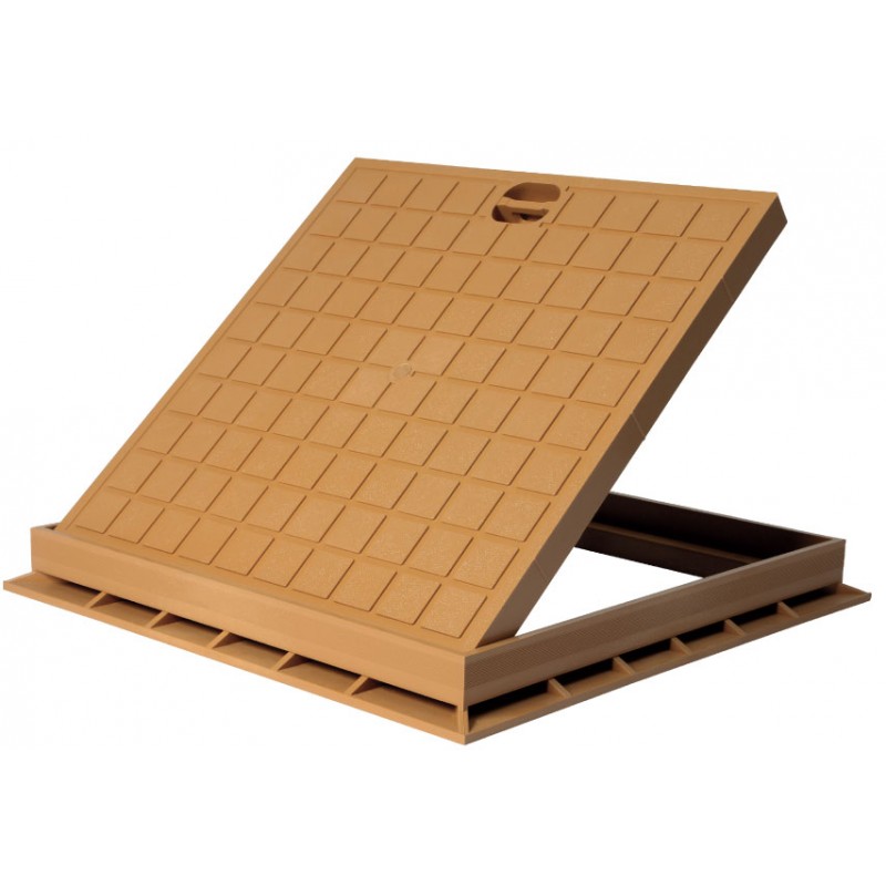 TAMPON DE SOL CADRE+COUVERCLE 40/40CM CARAMEL EJIM JCA4040