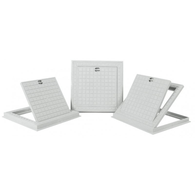 TAMPON DE SOL CADRE+COUVERCLE 50/50CM GRIS DOUBLE TRAP EJIM JCA4044