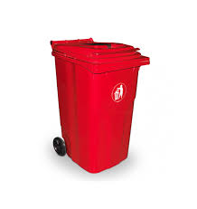POUBELLE A 2 ROUES PLAST 360L ROUGE