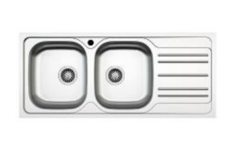 EVIER INOX 2 BACS + EGOUT 116/50CM + accessoires