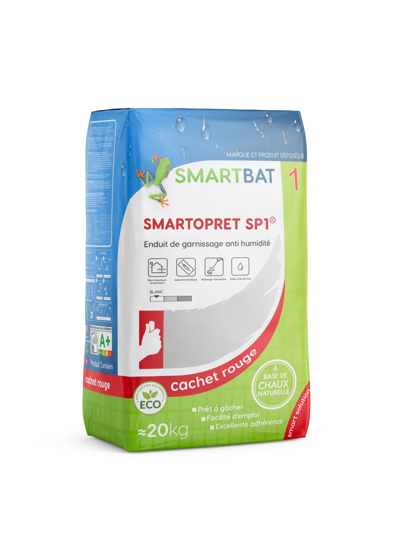 TOUFAIT EXTERIEUR-INTERIEUR ANTI-HUMIDITE ROUGE SMARTBAT 20KG